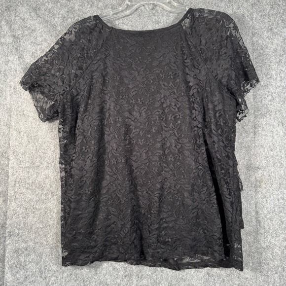 Vtg Babydoll Witchy Lace Top Womens 1X Black Ruffle Fairygrunge Whimsigoth Shirt - Picture 2 of 10